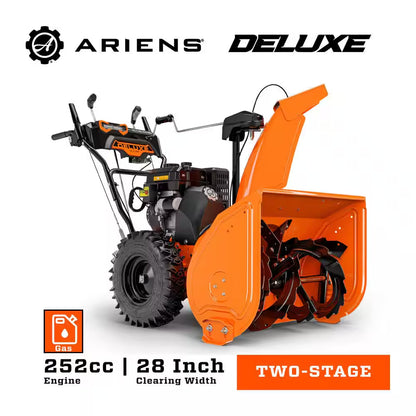 Deluxe 28 In. 252Cc Electric Start 2-Stage Self-Propelled Gas Snow Blower with LED Headlights