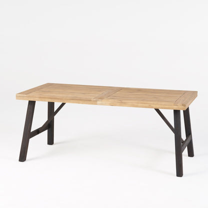 Acacia Wood Outdoor Dining Set with 2 Benches & Slat‑Panel Table – Light Brown