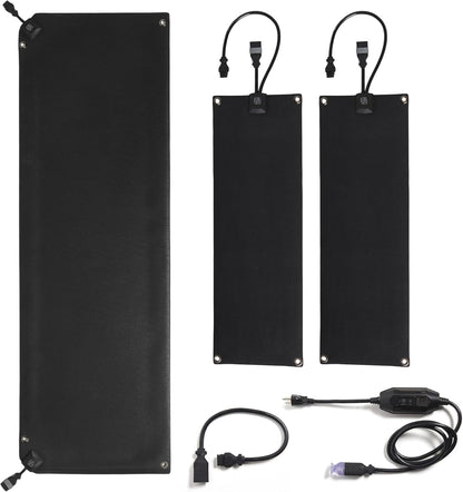 Heated Snow Melting Mats Starter Kit | 1 Walkway Mat, 2 Stair Mats, 1 Power Unit, and 1 Cable Extender | Heated Outdoor Mats for Walkway and Stairs