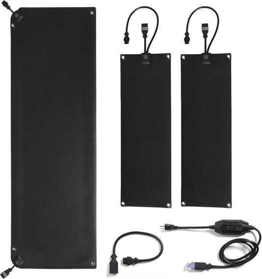 Heated Snow Melting Mats Starter Kit | 1 Walkway Mat, 2 Stair Mats, 1 Power Unit, and 1 Cable Extender | Heated Outdoor Mats for Walkway and Stairs