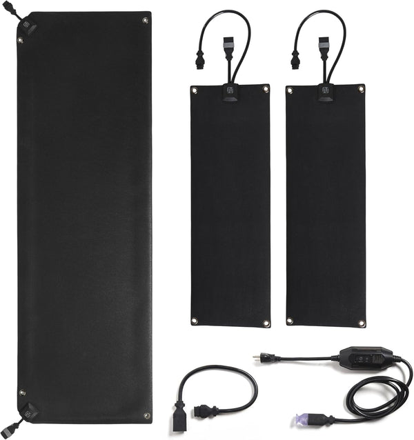 Heated Snow Melting Mats Starter Kit | 1 Walkway Mat, 2 Stair Mats, 1 Power Unit, and 1 Cable Extender | Heated Outdoor Mats for Walkway and Stairs
