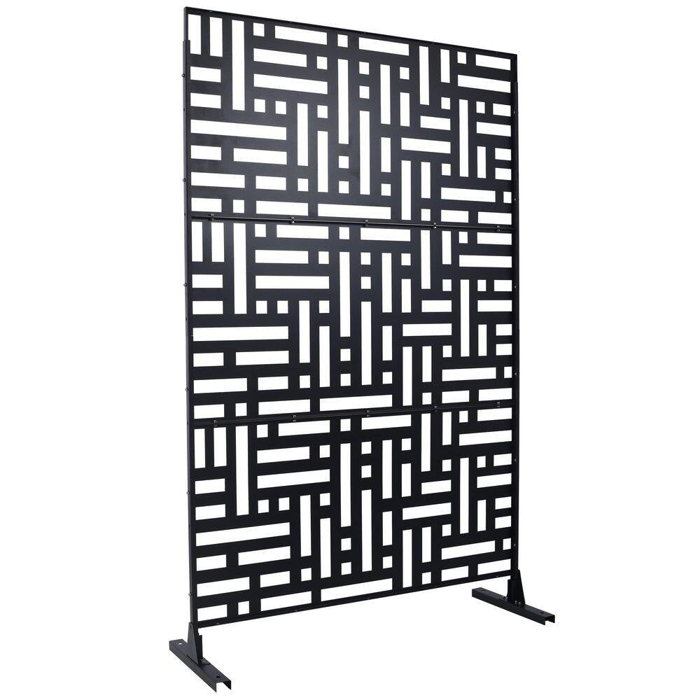 4 Ft. X 6.33 Ft. Black Outdoor and Indoor Freestanding Metal Privacy Screen Fence Panels outside Garden(Not Composite)