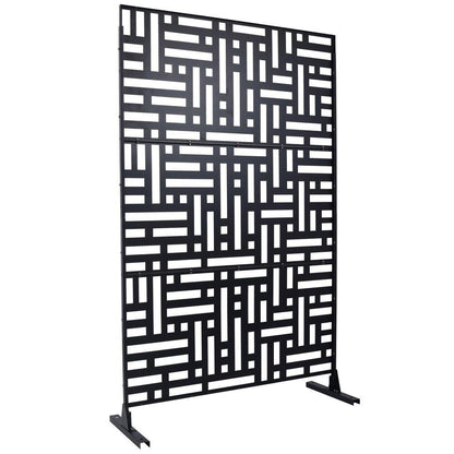 4 Ft. X 6.33 Ft. Black Outdoor and Indoor Freestanding Metal Privacy Screen Fence Panels outside Garden(Not Composite)