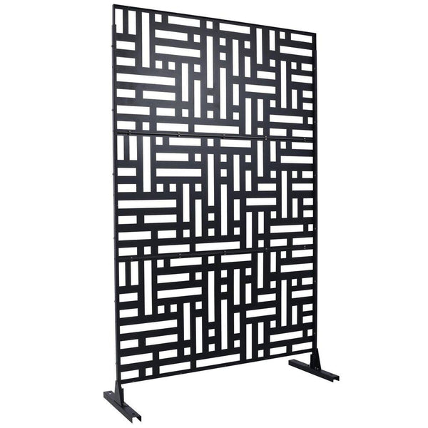 4 Ft. X 6.33 Ft. Black Outdoor and Indoor Freestanding Metal Privacy Screen Fence Panels outside Garden(Not Composite)
