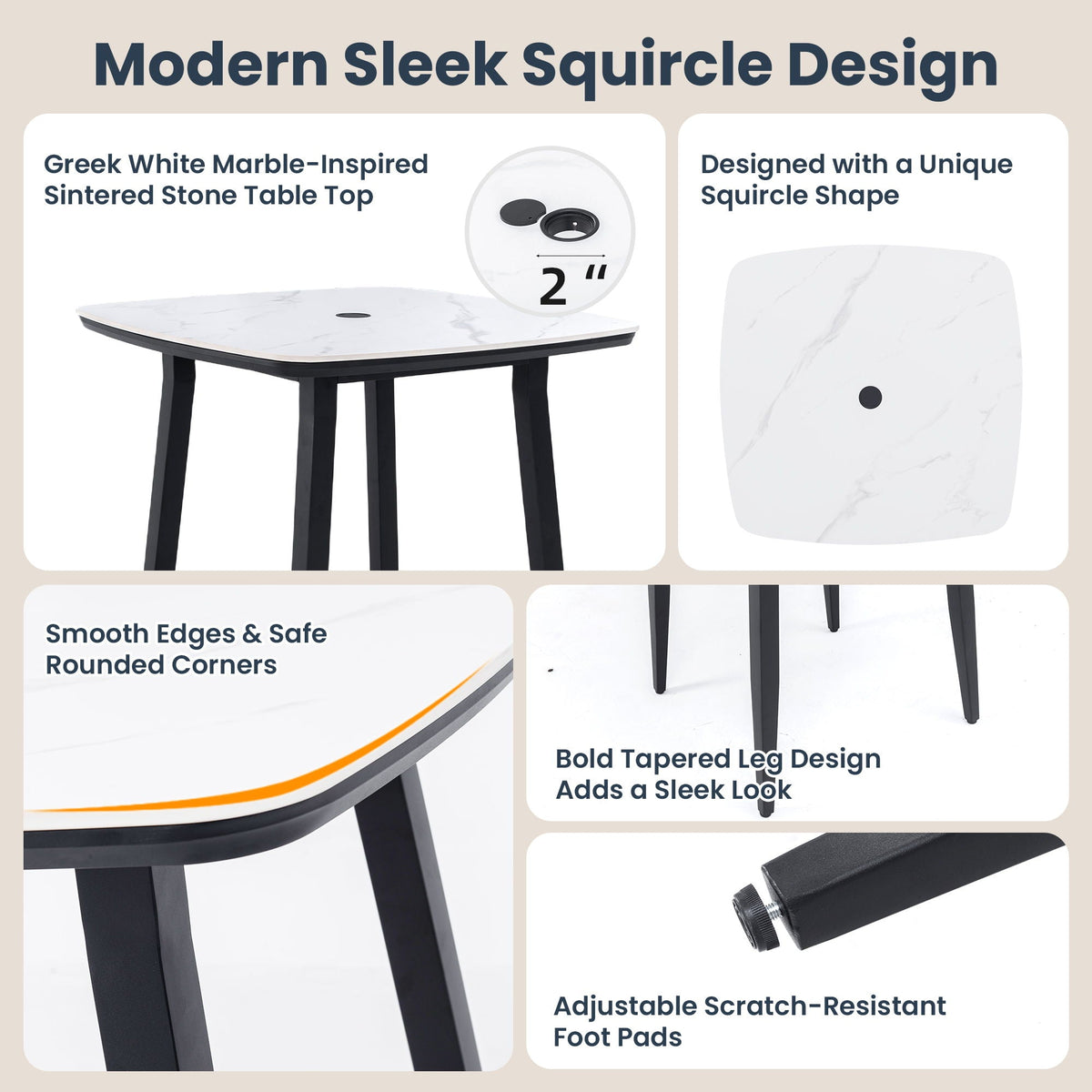 Modern Outdoor Bar Set — Sintered Stone Table, Ergonomic Bar Stools & Sunbrella® Cushions (Ember Black / Linen Sesame)