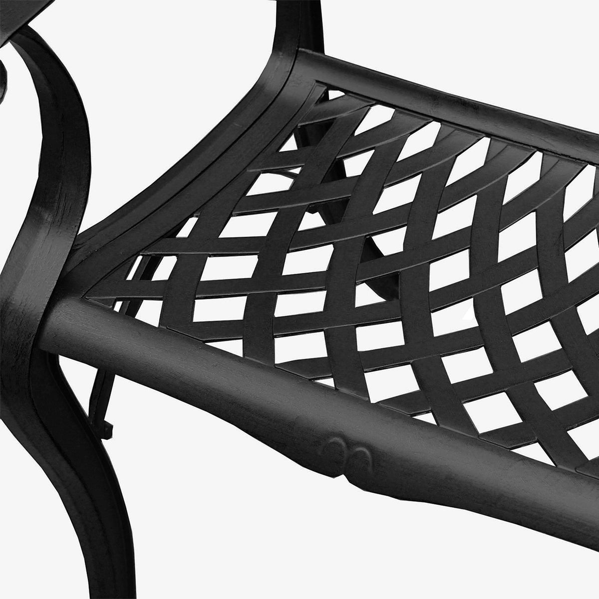48" Black Mesh Aluminum Patio Dining Set – Round Table - 4 Chairs