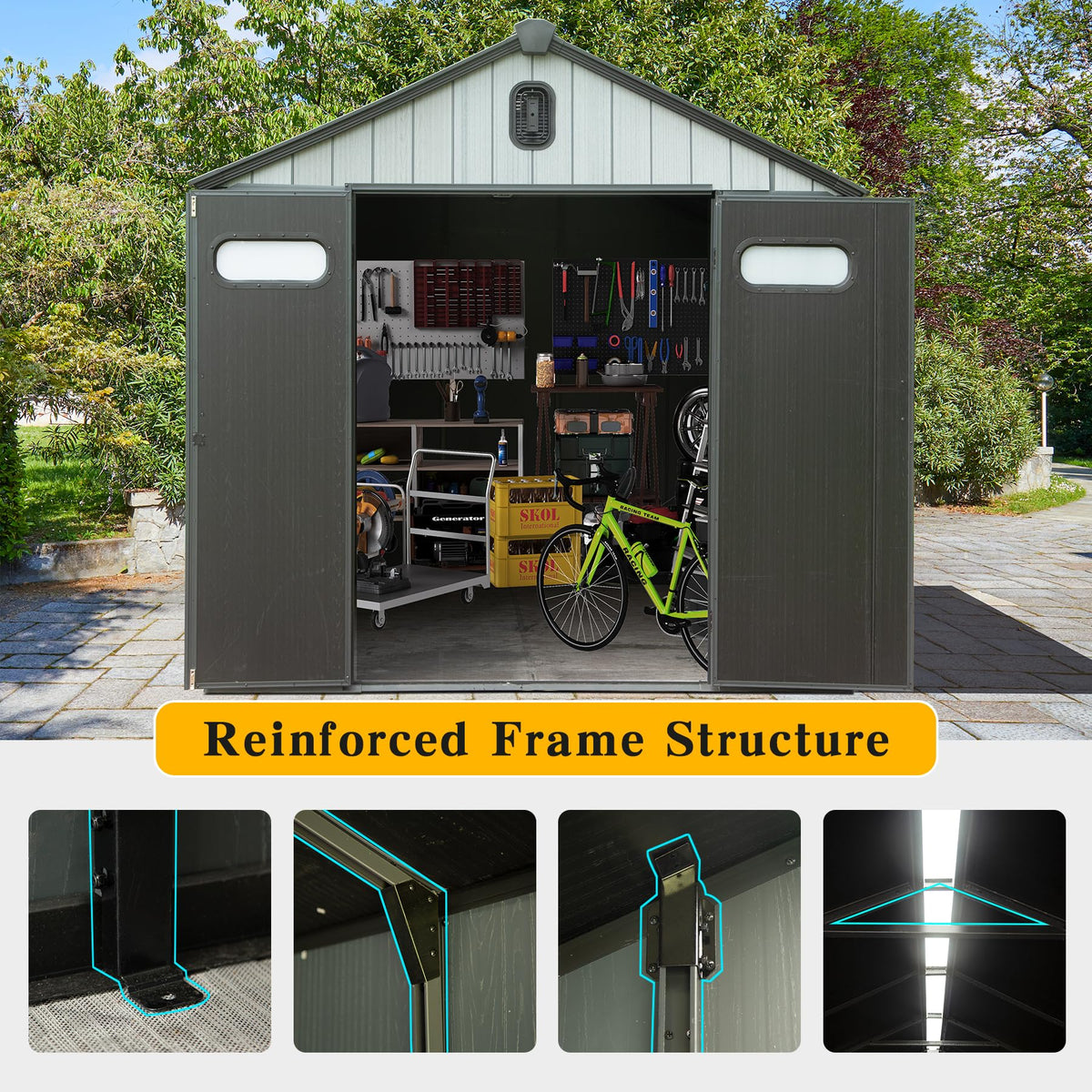 8' x 8' Weather-Resistant Resin Outdoor Storage Shed