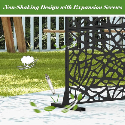 4.03 Ft. X 5.9 Ft. Outdoor and Indoor Freestanding Steel Squared Flat Privacy Screen, Fence Panels in Black