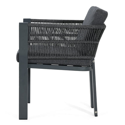 Acacia Wood Outdoor Dining Set with Aluminum Rope‑Woven Chairs — 7‑Piece