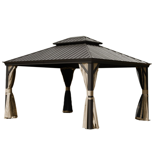 10' x 14' Hardtop Gazebo with Galvanized Steel Double Roof