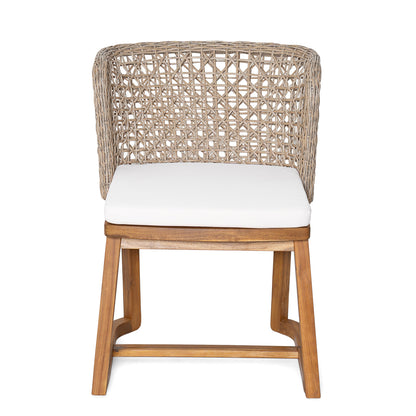 Acacia Wood Outdoor Dining Set (7‑Piece) — Teak‑Finish Table & Handwoven Wicker Chairs