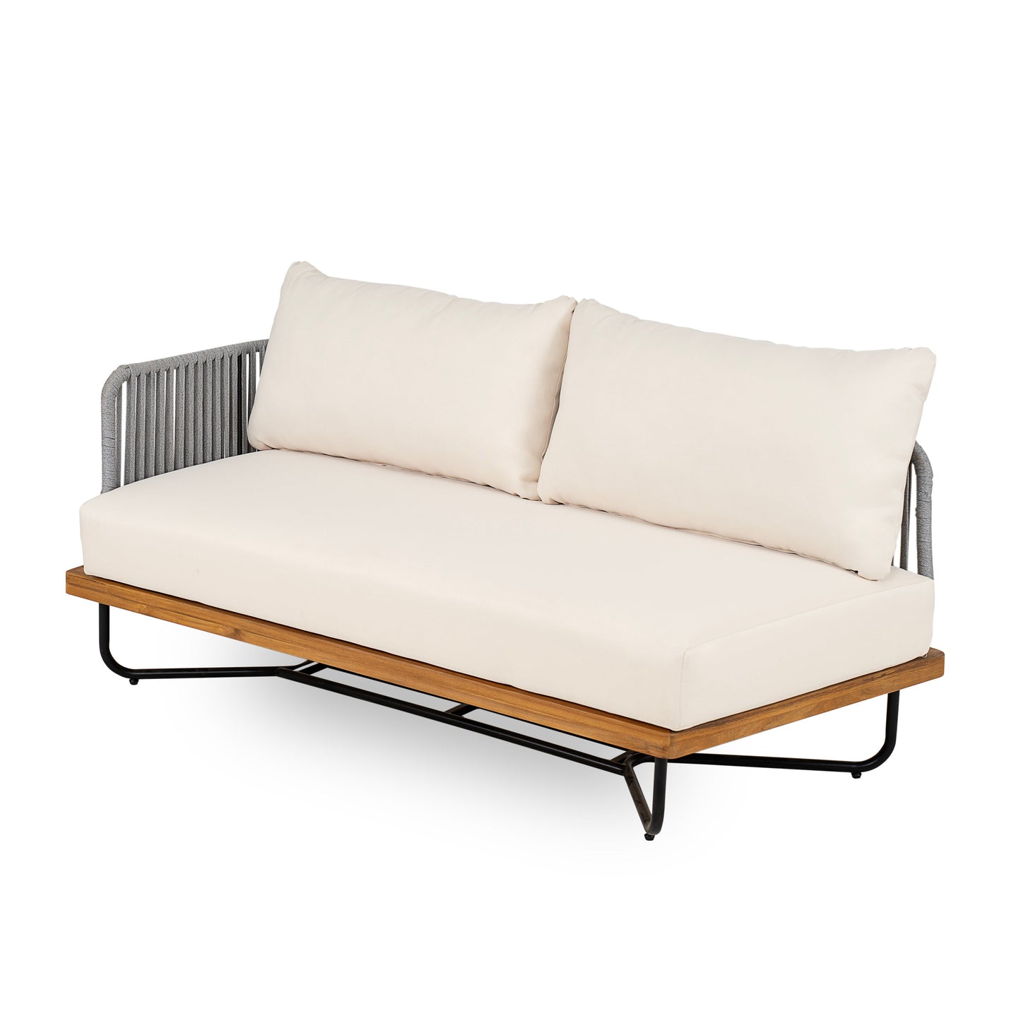 Lucca Outdoor Acacia Wood Rope Woven Sofa Sectional Set