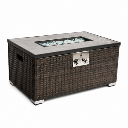 32 In. Propane Fire Pit Table, 40,000 BTU Auto-Ignition Gas Fire Table for outside Patio