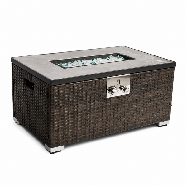 32 In. Propane Fire Pit Table, 40,000 BTU Auto-Ignition Gas Fire Table for outside Patio
