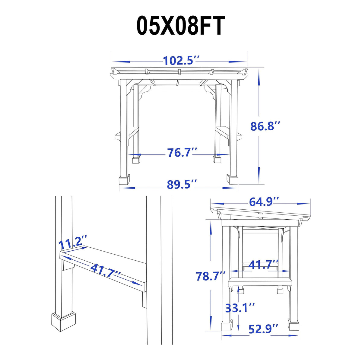 Heavy-Duty Premium Wooden Gazebo With Sloped Metal Roof -Multiple Sizes