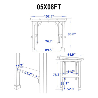 Heavy-Duty Premium Wooden Gazebo With Sloped Metal Roof -Multiple Sizes