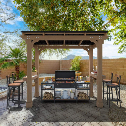 Heavy-Duty Premium Wooden Gazebo With Sloped Metal Roof -Multiple Sizes