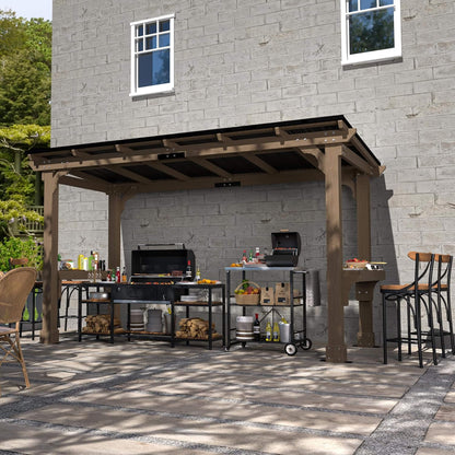 Heavy-Duty Premium Wooden Gazebo With Sloped Metal Roof -Multiple Sizes