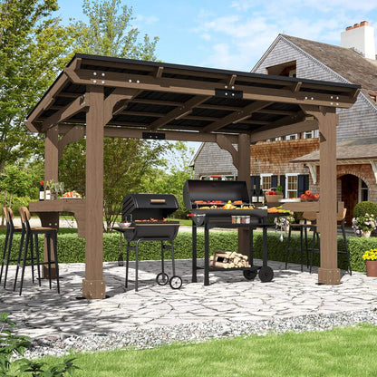 Heavy-Duty Premium Wooden Gazebo With Sloped Metal Roof -Multiple Sizes