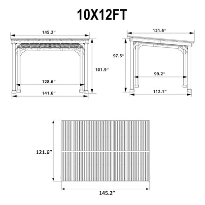 Heavy-Duty Premium Wooden Gazebo With Sloped Metal Roof -Multiple Sizes