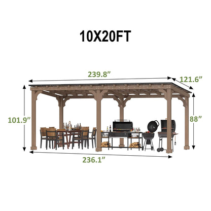 Heavy-Duty Premium Wooden Gazebo With Sloped Metal Roof -Multiple Sizes