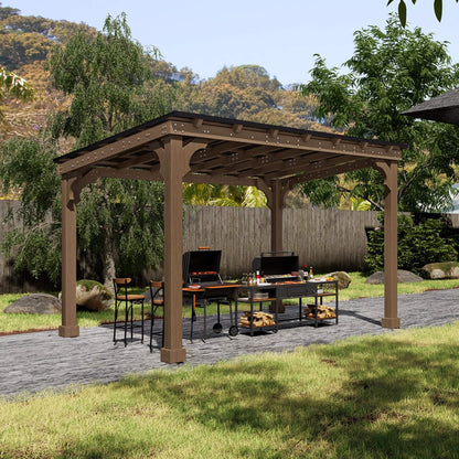 Heavy-Duty Premium Wooden Gazebo With Sloped Metal Roof -Multiple Sizes
