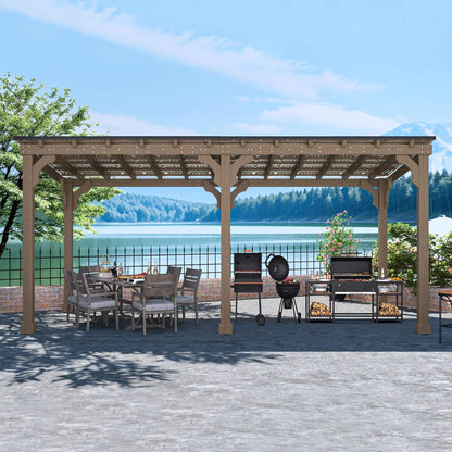 Heavy-Duty Premium Wooden Gazebo With Sloped Metal Roof -Multiple Sizes