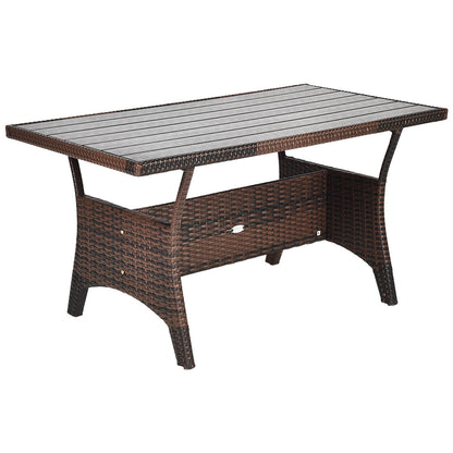 Hand‑Woven Rattan Outdoor Sofa Set with Dining Table — 3‑Piece