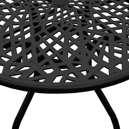 48" Black Mesh Aluminum Patio Dining Set – Round Table - 4 Chairs