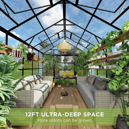 8' x 12' Premium Outdoor Polycarbonate Greenhouse – Aluminum Frame, Double Swing Doors & Adjustable Roof Vents