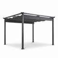 16 Ft. W X 12 Ft. D Aluminum Pergola Outdoor with Dark Gray Retractable Canopy
