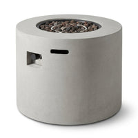 Zachary 31 In. X 24.5 In. Circular Concrete Propane Outdoor Patio Fire Pit in Light Gray — Studio Shot