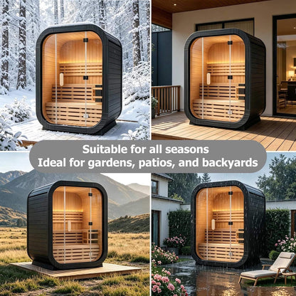 2‑Person Outdoor Cube Sauna – Premium Spruce Wood, 4.5kW Stove & Weather‑Resistant Design