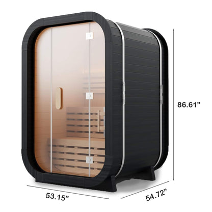 2‑Person Outdoor Cube Sauna – Premium Spruce Wood, 4.5kW Stove & Weather‑Resistant Design