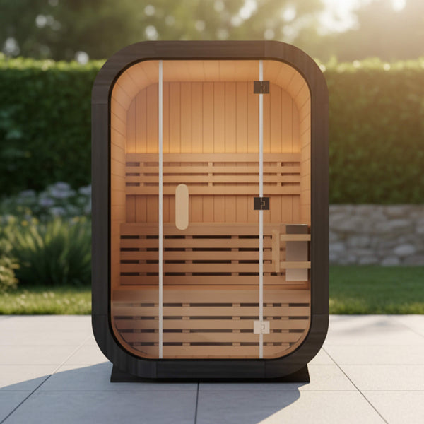 2‑Person Outdoor Cube Sauna – Premium Spruce Wood, 4.5kW Stove & Weather‑Resistant Design