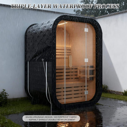 2‑Person Outdoor Cube Sauna – Premium Spruce Wood, 4.5kW Stove & Weather‑Resistant Design