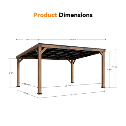 Cedar Wood Hardtop Gazebo with Galvanized Steel Roof
