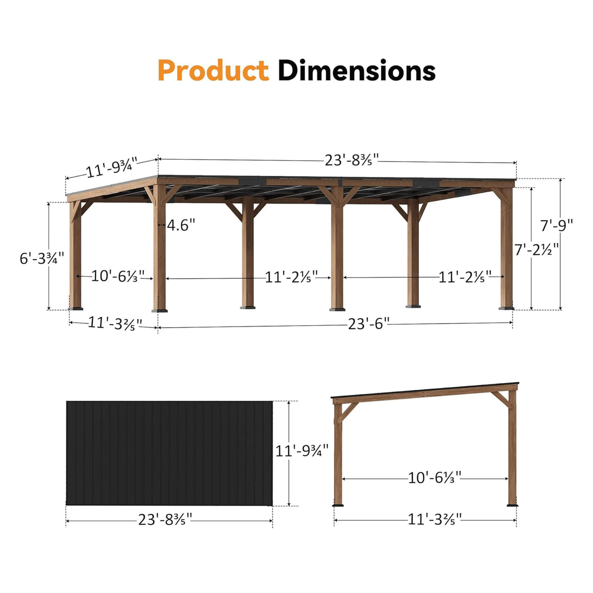 Cedar Wood Hardtop Gazebo with Galvanized Steel Roof