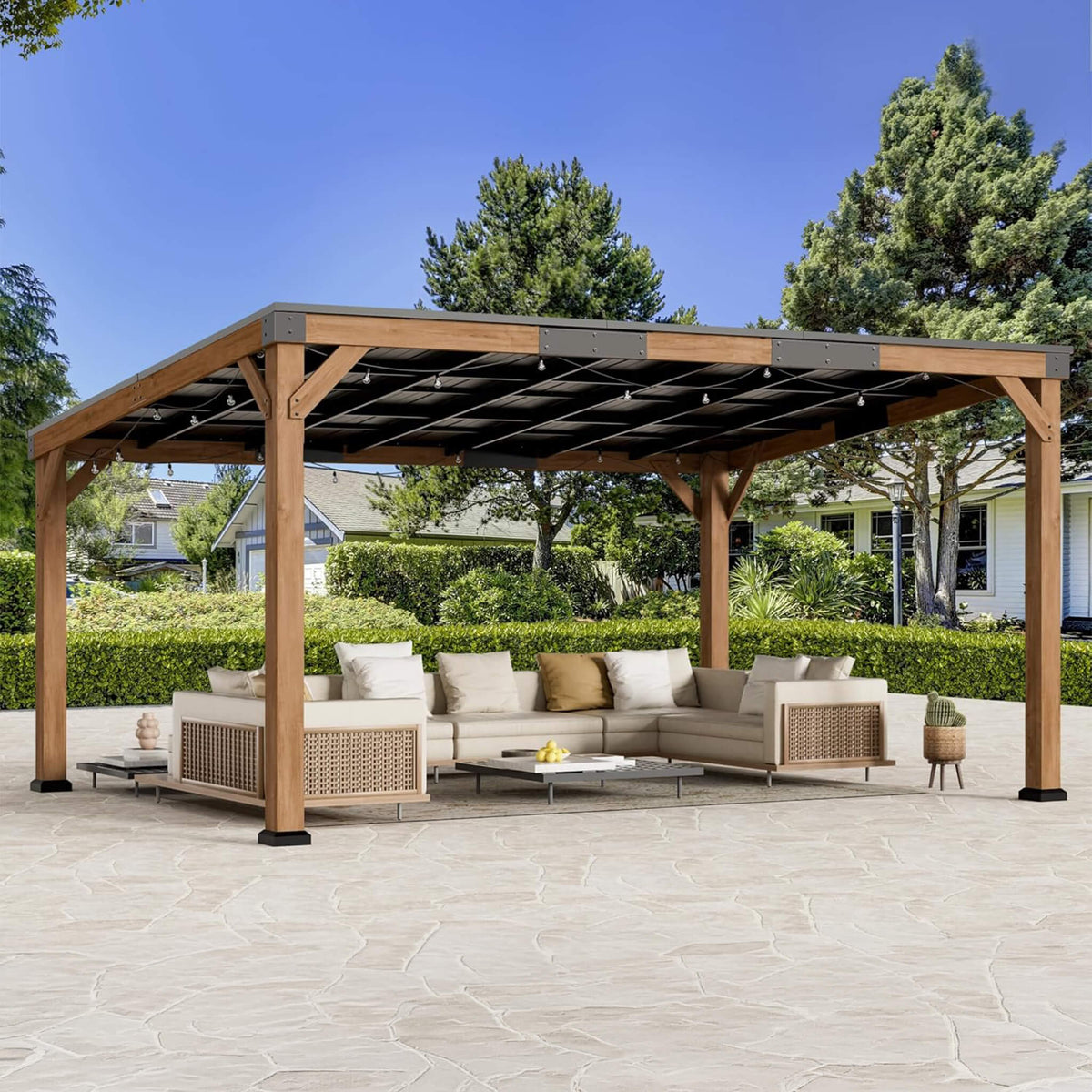 Cedar Wood Hardtop Gazebo with Galvanized Steel Roof