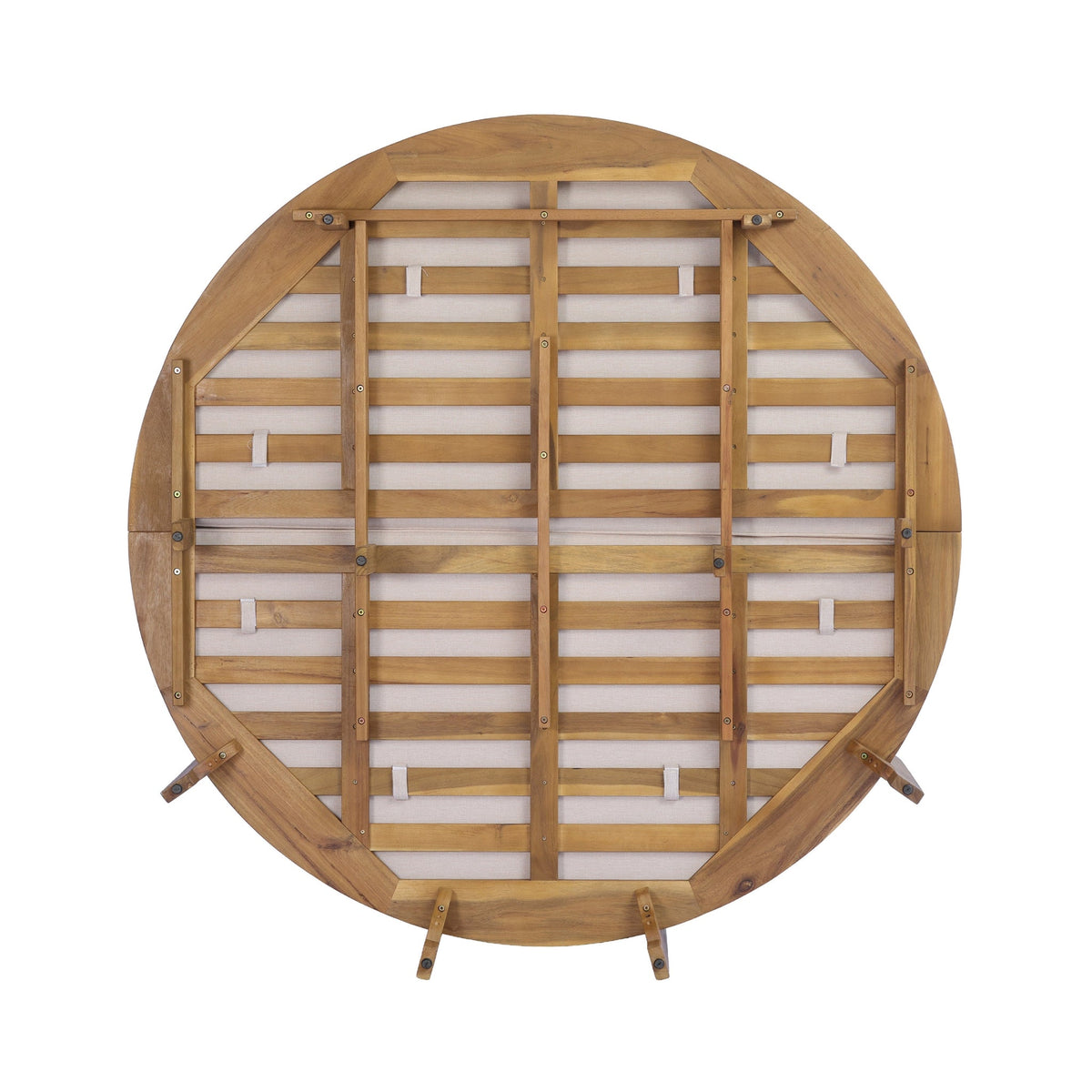 Outdoor Acacia Wood Round Daybed With Cushions And Pillows -Teak Finish