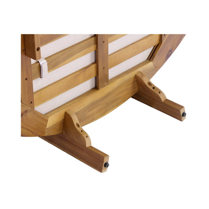 Outdoor Acacia Wood Round Daybed With Cushions And Pillows -Teak Finish