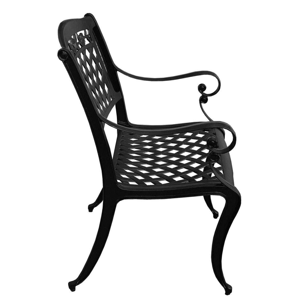 67" Aluminum Outdoor Dining Set – Black UV-Resistant Rectangular Table & Six Chairs