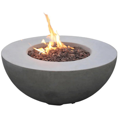 Modeno Roca Round Concrete Fire Table by Elementi – 50,000 BTU Modern Outdoor Fire Pit (OFG107)