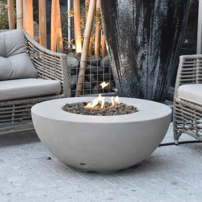 Modeno Roca Round Concrete Fire Table by Elementi – 50,000 BTU Modern Outdoor Fire Pit (OFG107)