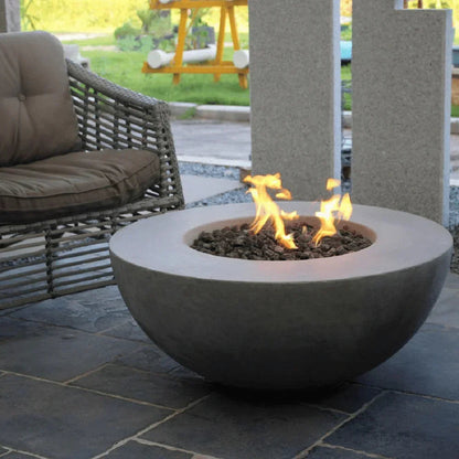 Modeno Roca Round Concrete Fire Table by Elementi – 50,000 BTU Modern Outdoor Fire Pit (OFG107)