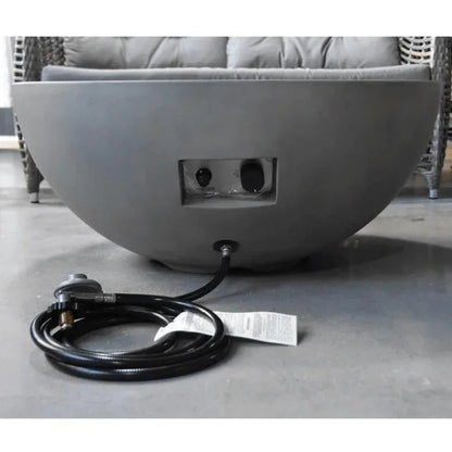 Modeno Roca Round Concrete Fire Table by Elementi – 50,000 BTU Modern Outdoor Fire Pit (OFG107)