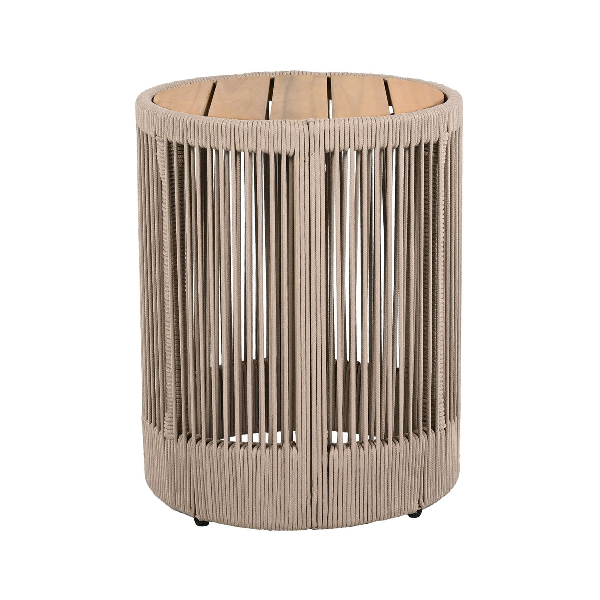 Modern Rustic Coffee Table & Side Table Set | Rattan Weave, Teak Wood Finish, Acacia Wood & Iron Frame | 2-Piece Nesting Set