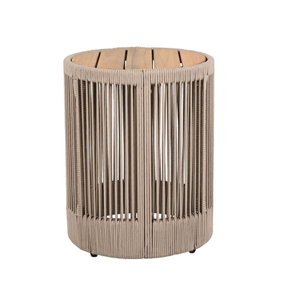 Modern Rustic Coffee Table & Side Table Set | Rattan Weave, Teak Wood Finish, Acacia Wood & Iron Frame | 2-Piece Nesting Set