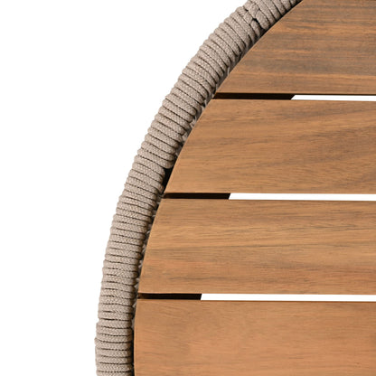 Modern Rustic Coffee Table & Side Table Set | Rattan Weave, Teak Wood Finish, Acacia Wood & Iron Frame | 2-Piece Nesting Set