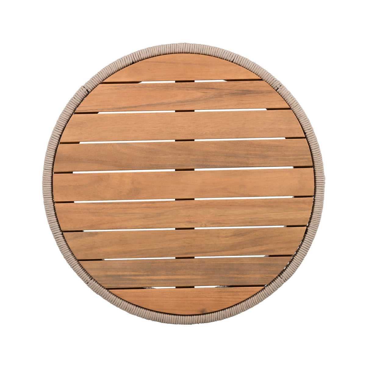 Modern Rustic Coffee Table & Side Table Set | Rattan Weave, Teak Wood Finish, Acacia Wood & Iron Frame | 2-Piece Nesting Set